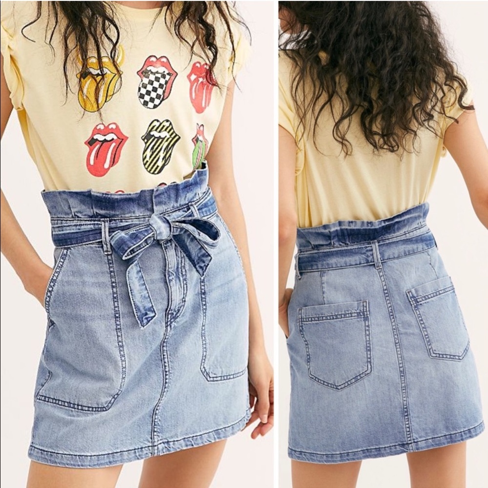 Free People Paper Bag Splendor in the Grass Denim Skirt Size 2